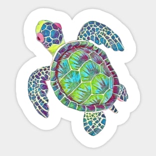 Colorful watercolor turtle design Sticker